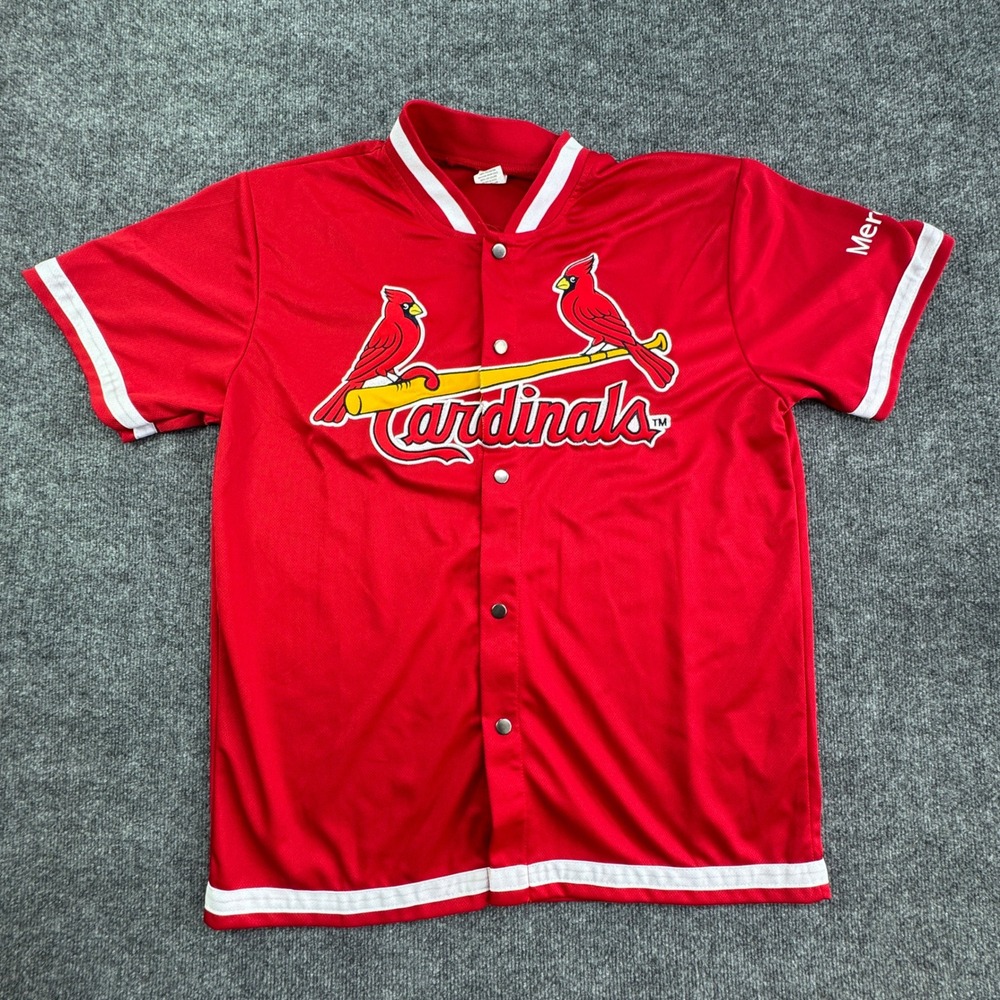 St Louis Cardinals MLB Baseball Jersey Mens XL Red Front Snap Mercy Promo